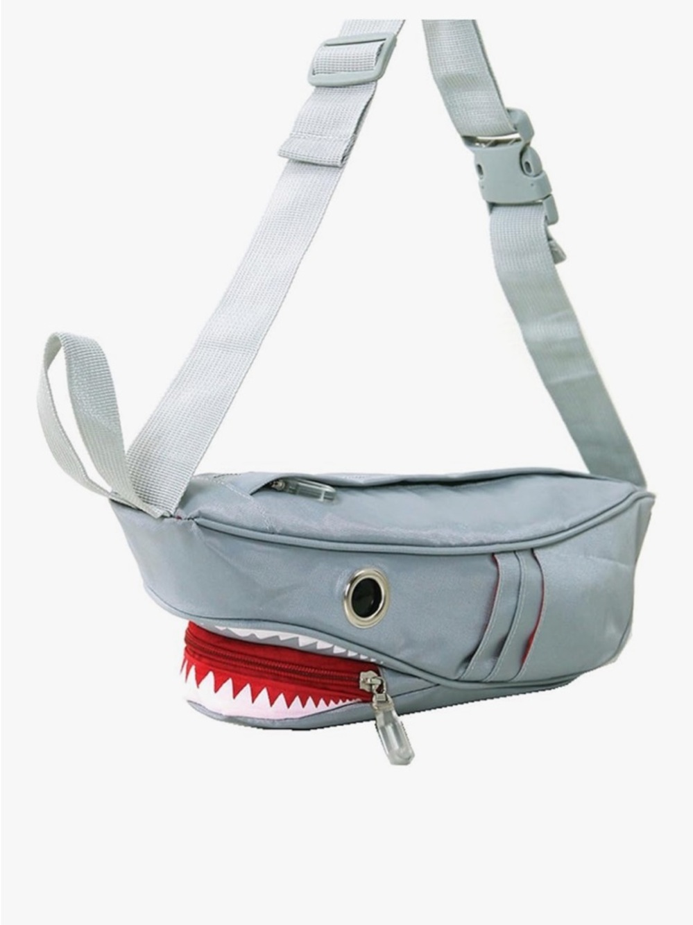 NWOT Premium Nylon Shark with Gill Pockets Unisex Bag in Grey